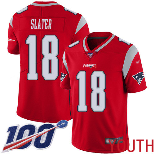 New England Patriots Football #18 100th Season Inverted Limited Red Youth Matthew Slater NFL Jersey
